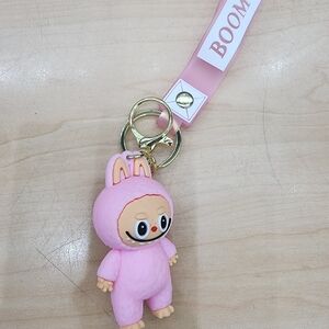 Labubu Pink Bunny Keychain with Strap